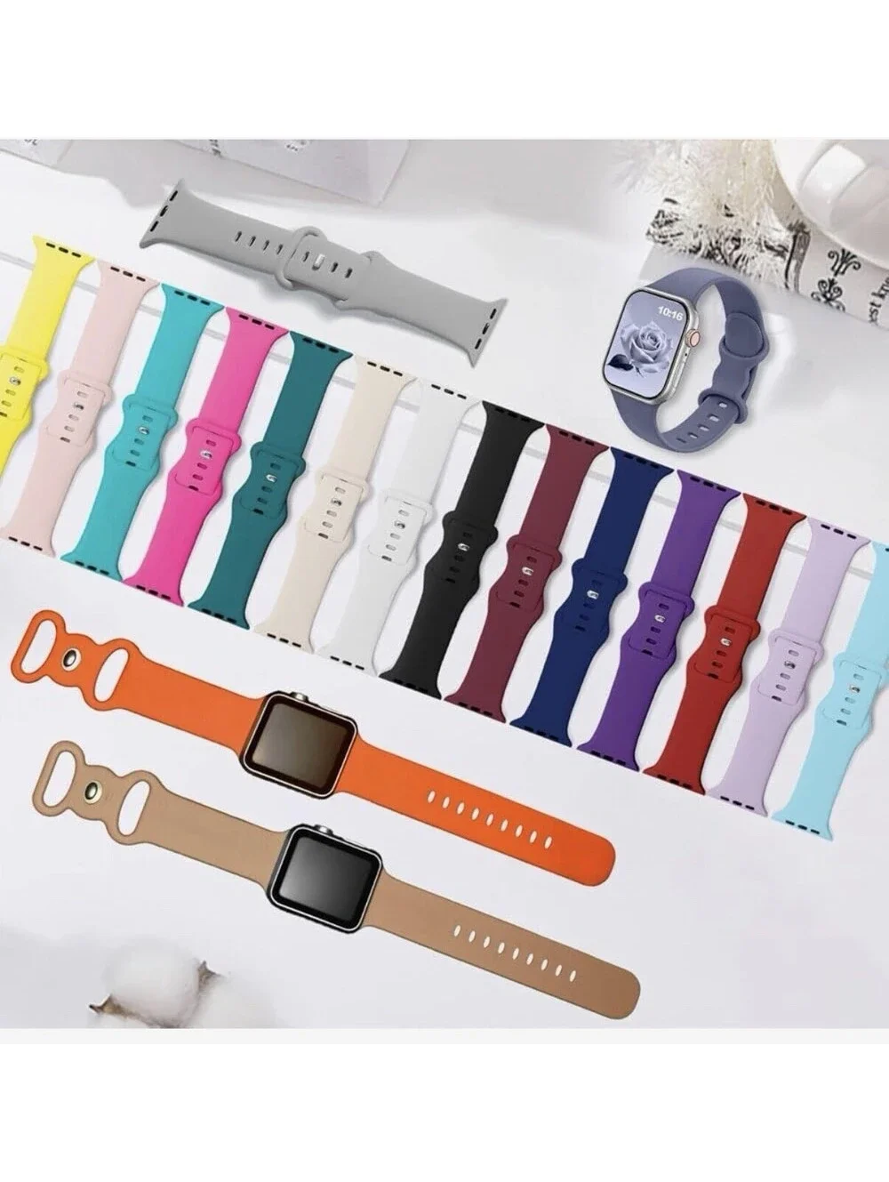 18 Pack Sport Band Compatible with Apple Watch Bands 40mm 41mm 38mm 46mm 45mm 44